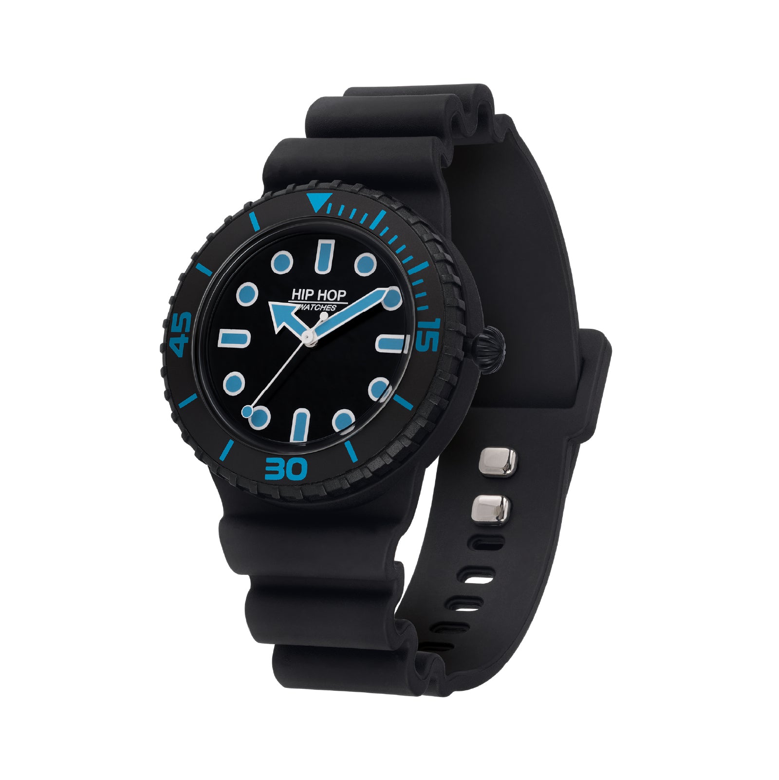 Orologio solo tempo unisex Hip Hop silicone blu e nero HH.HWU1232