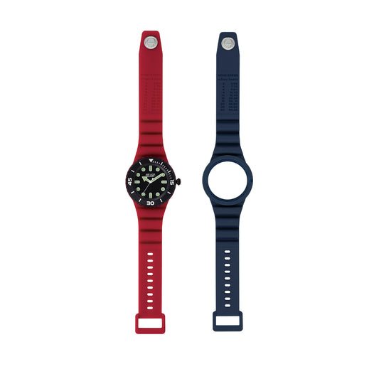 Orologio solo tempo unisex Hip Hop silicone rosso e blu HH.HWU1235