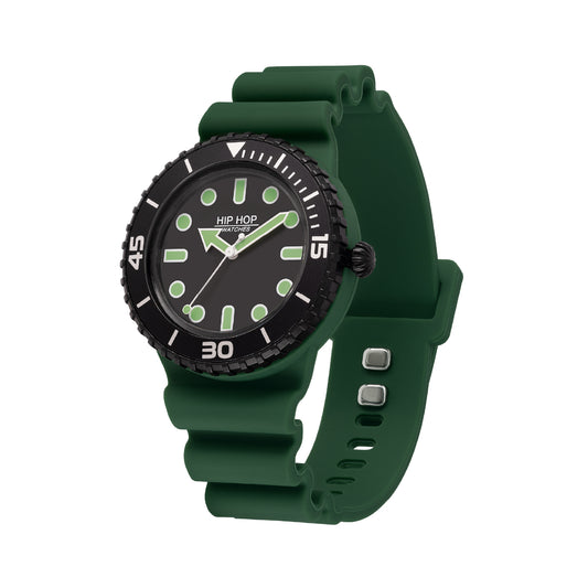 Orologio solo tempo unisex Hip Hop silicone verde e nero HH.HWU1236