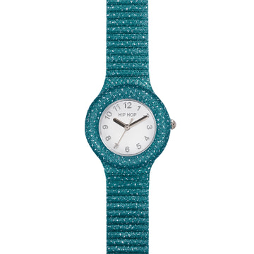 Orologio solo tempo donna Hip Hop in silicone glitter verde HH.HWU1244