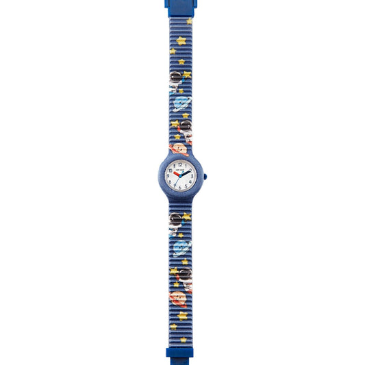 Orologio solo tempo Hip Hop Kids Fun bambino silicone, tessuto blu con pianeti