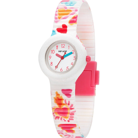 Orologio solo tempo Hip Hop Kids Fun bambina silicone, tessuto, cuori rosa