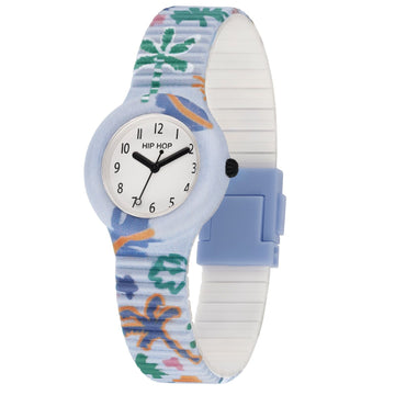 Orologio da donna Hip Hop California Vibes cassa 32mm e tessuto azzurro con palme