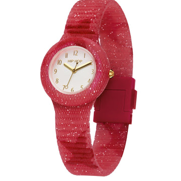 Orologio da donna Hip Hop California Vibes cassa 32mm e tessuto glitterato rosso