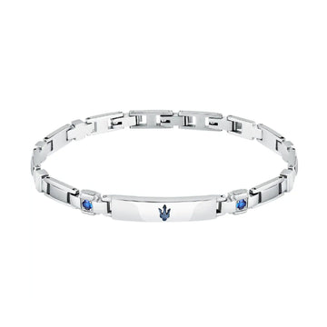 Bracciale uomo Maserati Sapphire in acciaio con due zaffiri azzurri