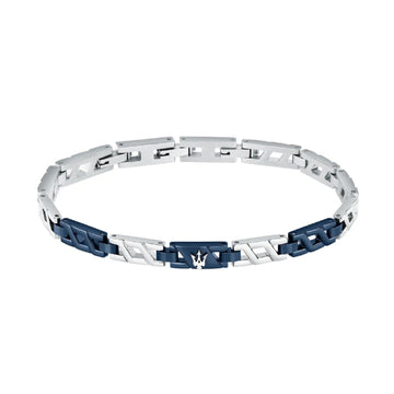 Bracciale Maserati Iconic acciaio con tre maglie blu