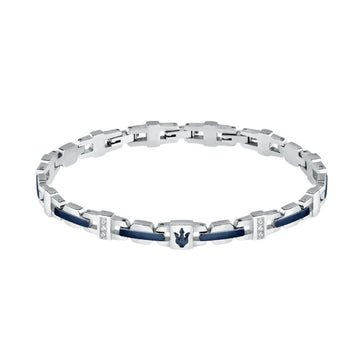 Bracciale Maserati Iconic acciaio elementi blu cristalli bianchi