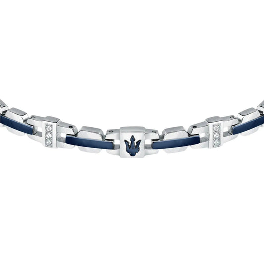 Bracciale Maserati Iconic acciaio elementi blu cristalli bianchi