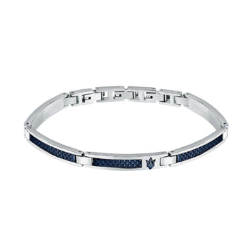 Bracciale Maserati Iconic acciaio con maglie allungate blu