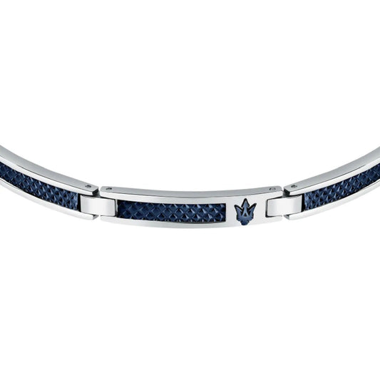 Bracciale Maserati Iconic acciaio con maglie allungate blu