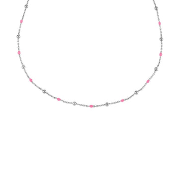 Collana donna Kurshuni Neon Pop in argento con sfere rodiate e rosa