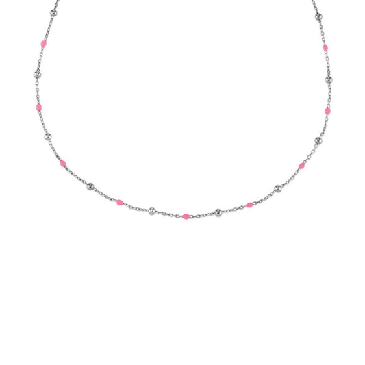 Collana donna Kurshuni Neon Pop in argento con sfere rodiate e rosa