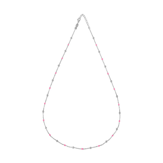 Collana donna Kurshuni Neon Pop in argento con sfere rodiate e rosa