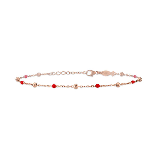 Bracciale donna Kurshuni Neon Pop in argento con sfere rosé e rosse