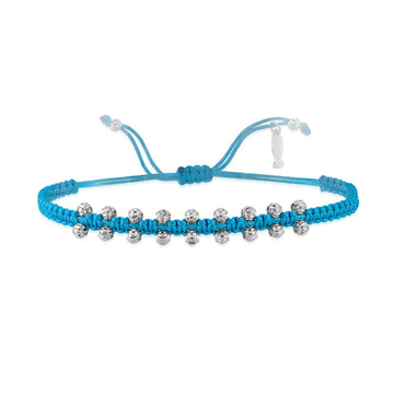 Bracciale donna Kurshuni Neon Pop con cordino acquamarina e sfere in argento