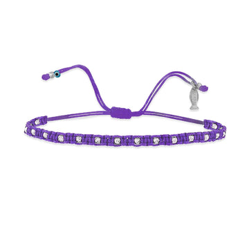 Bracciale donna Kurshuni Neon Pop cordino viola neon sfere argento