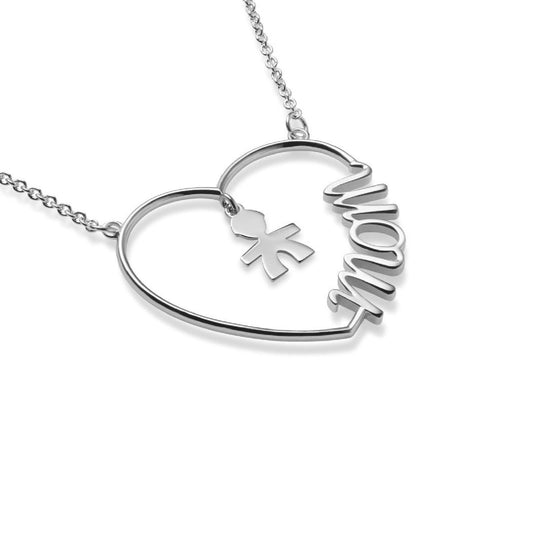 Collana donna leBebé Cuore di Mamma in argento con cuore e bimbo