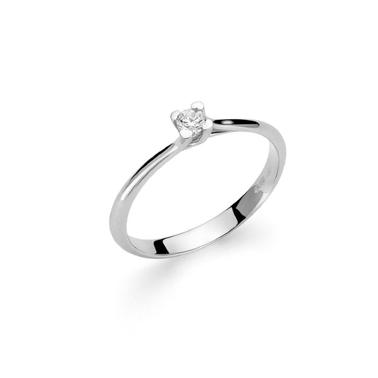 Anello solitario donna Miluna Cuore oro bianco con diamante di 0,10ct in castone a cuore