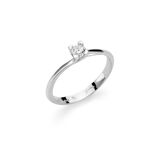 Anello solitario donna Miluna Cuore oro bianco con diamante di 0,18ct in castone a cuore