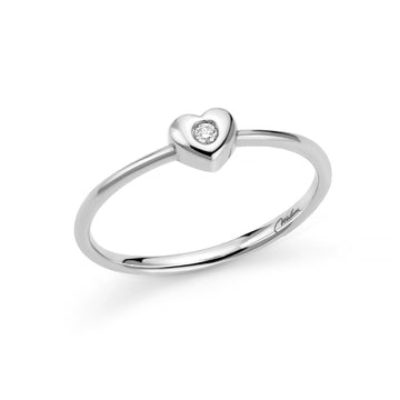 Anello solitario donna Miluna Diamanti 375 oro bianco con cuore e diamante 0,02ct