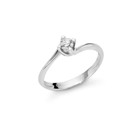 Anello solitario donna Miluna Solitario oro bianco diamante 0,25ct