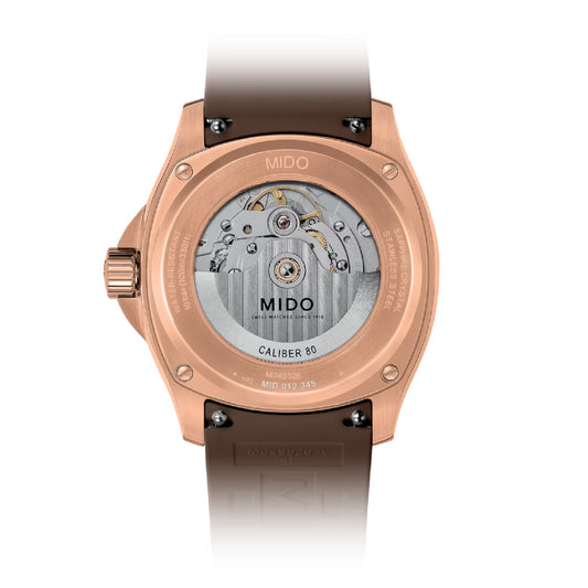 Orologio automatico Mido in acciaio con pvd oro rosa e marrone MISURA UNICA