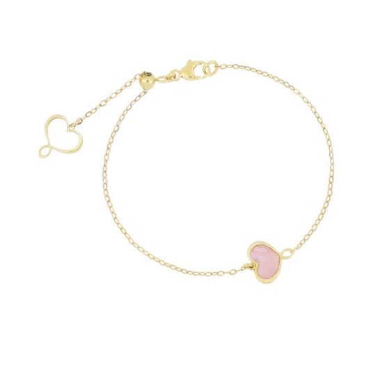 Bracciale Maman et Sophie argento cuore madreperla rosa Regolabile 13-18 cm