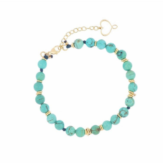 Bracciale Maman et Sophie argento e sfere aulite turchese Regolabile 16,5-20,5 cm