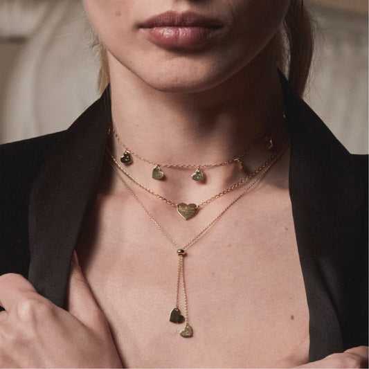 Collana Maman et Sophie in argento dorato cuori pendenti M.GHARC27