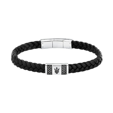 Bracciale Maserati in pelle riciclata color nero MISURA UNICA