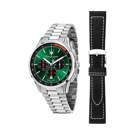 Orologio cronografo Maserati in acciaio argento e verde M.R8873624002