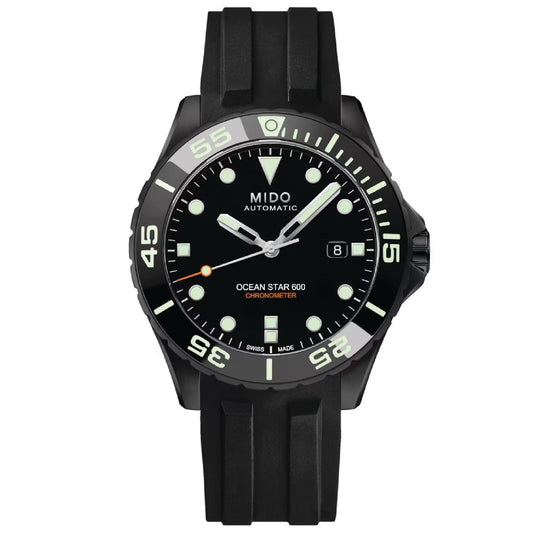 Orologio crono Mido Ocean Star 600 uomo acciaio nero datario riserva 80H