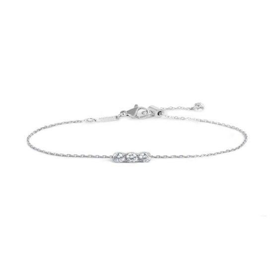 Bracciale catena Marlù in acciaio con tre zirconi centrali 19 cm