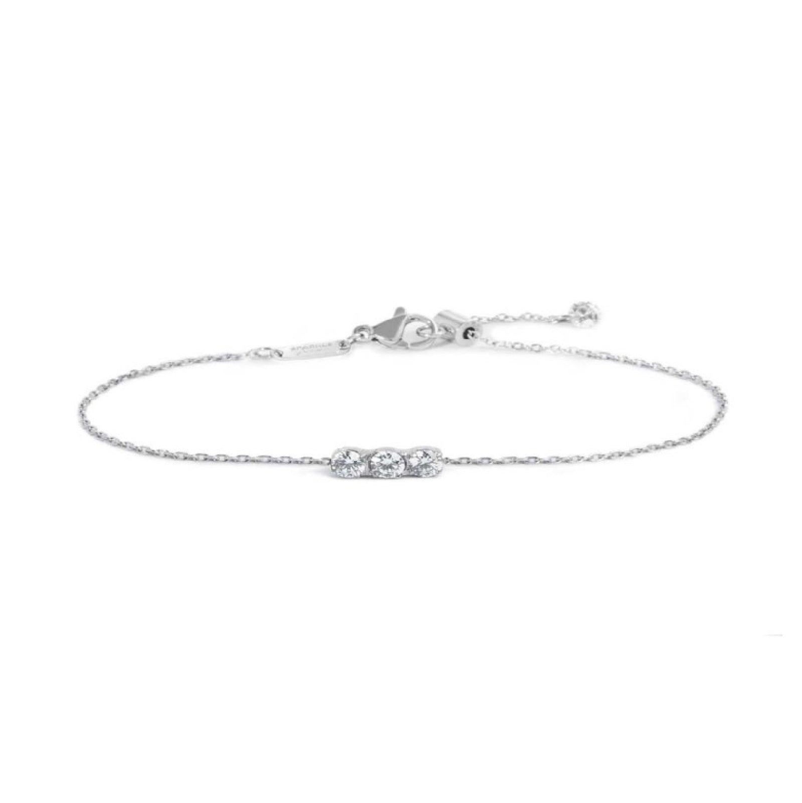 Bracciale catena Marlù in acciaio con tre zirconi centrali 19 cm