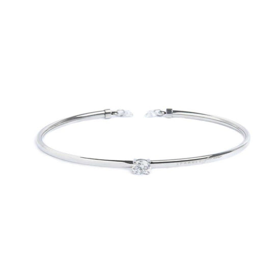 Bracciale rigido Marlù in acciaio con zircone bianco centrale Rigido