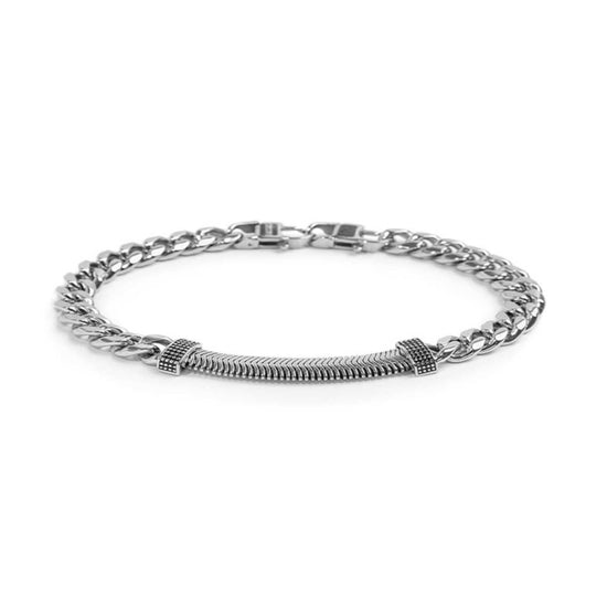 Bracciale catena cubana e snake Marlù in acciaio 316L Regolabile 20-22 cm