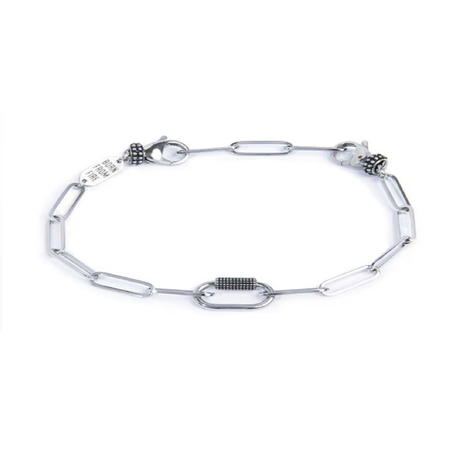 Bracciale catena maglia larga Marlù in acciaio ed elemento ovale Regolabile 19-23 cm