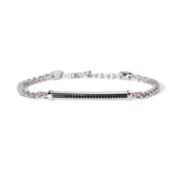 bracciale catena mabina uomo in argento targhetta e zirconi neri 533975