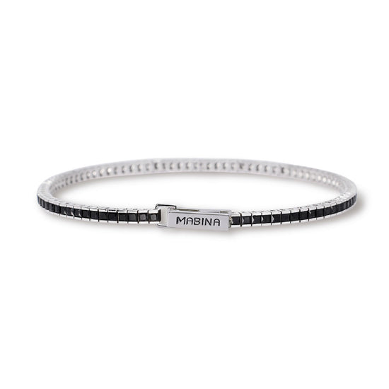 bracciale tennis mabina uomo in argento 925 con zirconi neri 533976 19