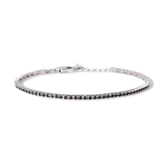 bracciale tennis mabina uomo in argento con zirconi neri 533988