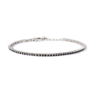 bracciale tennis mabina uomo in argento con zirconi neri 533988