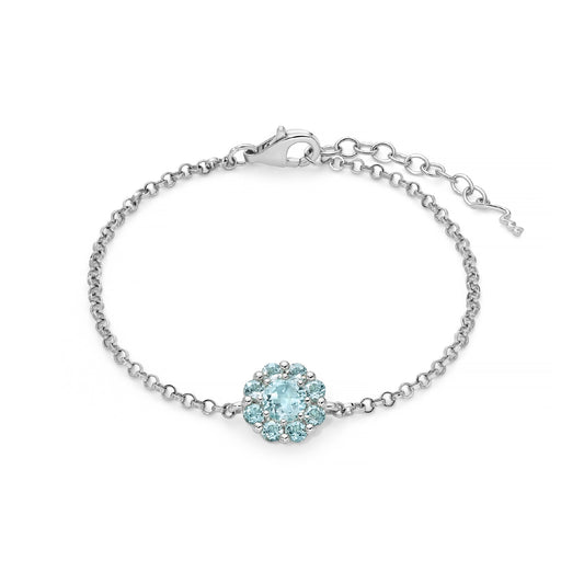 Bracciale Miluna in argento 925 con topazio azzurro da donna 16,5 cm