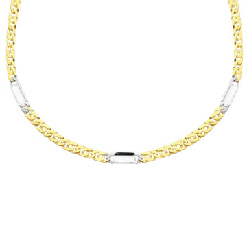 Collana unisex JOY Gioielli in oro bianco e giallo con maglie allungate