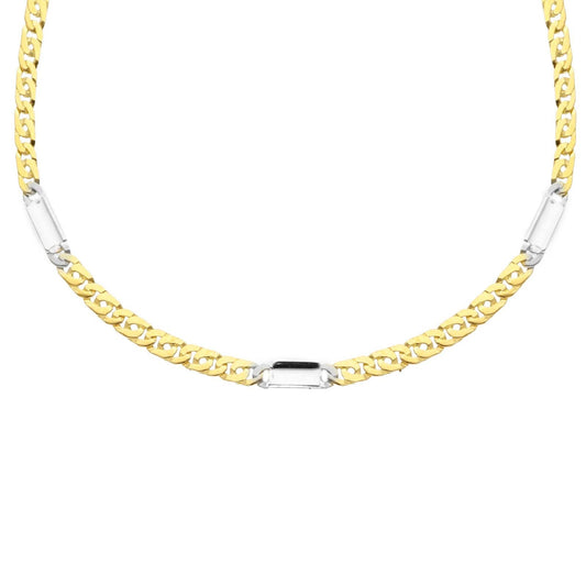 Collana unisex JOY Gioielli in oro bianco e giallo con maglie allungate