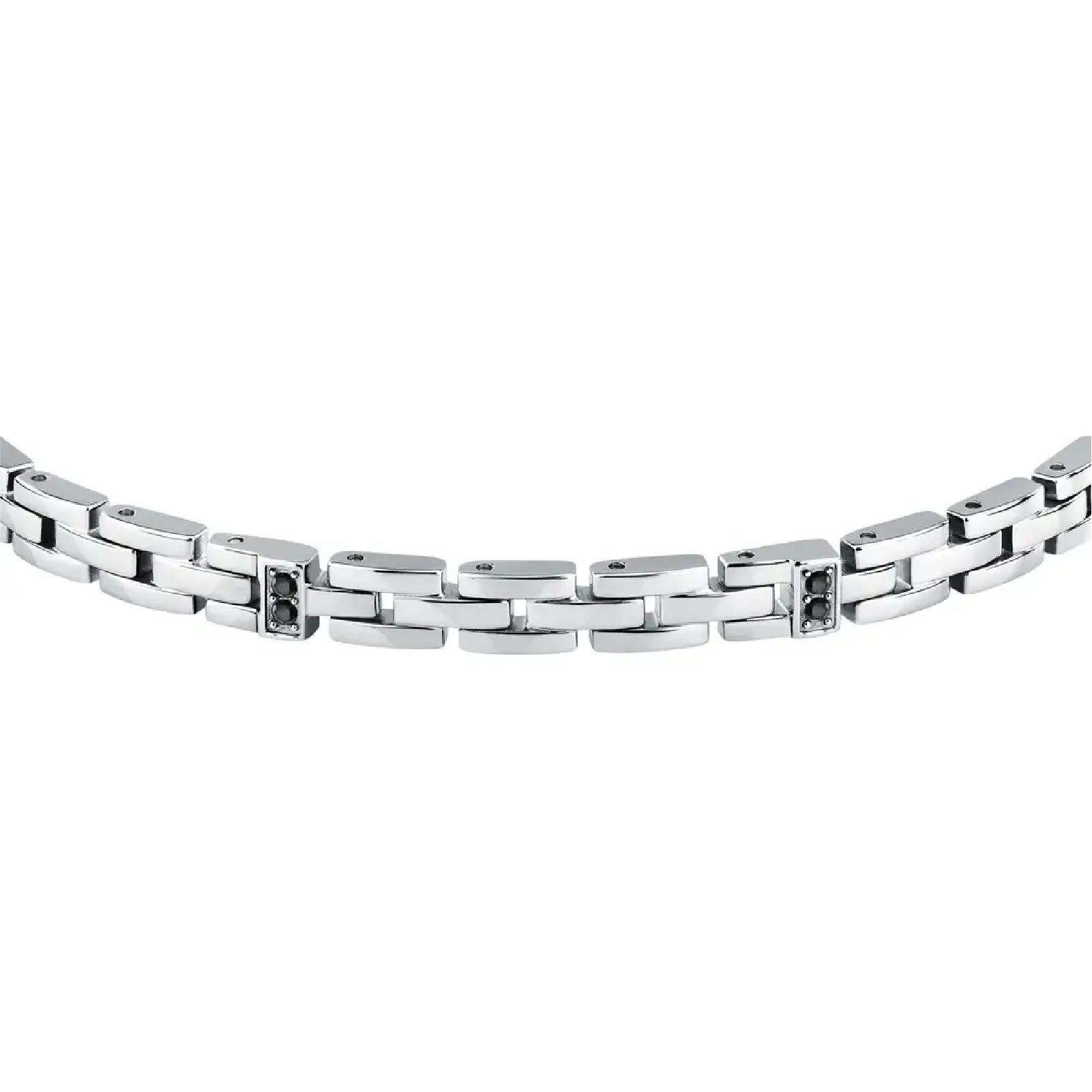 Bracciale a catena Morellato in acciaio con cristalli neri 18 cm