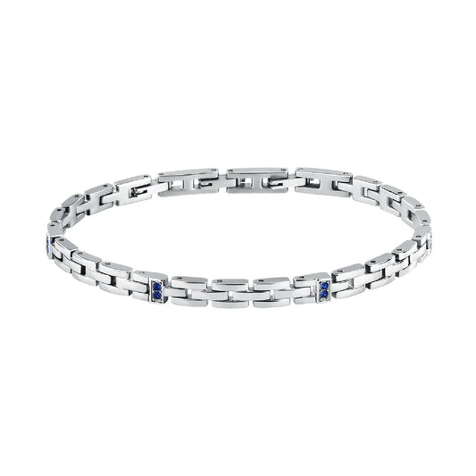 Bracciale a catena Morellato in acciaio con cristalli blu 18 cm