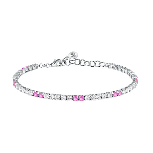 Bracciale tennis Morellato argento 925 e zirconi bianchi e rosa 15,5 cm