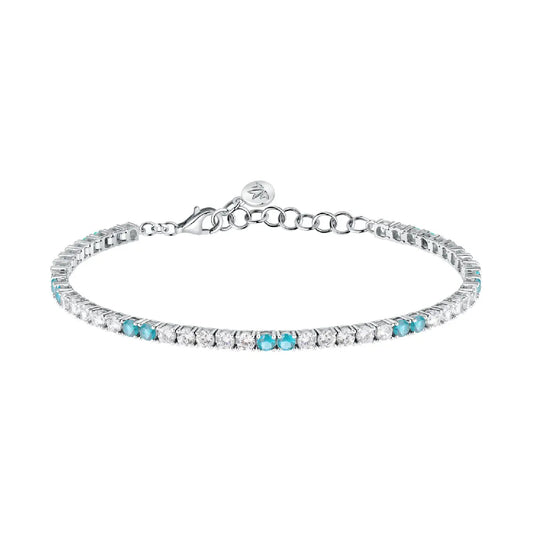 Bracciale tennis Morellato argento 925 e zirconi bianchi e blu 15,5 cm