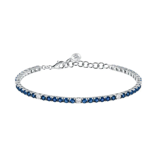 Bracciale tennis Morellato argento 925 e zirconi blu e bianchi 15,5 cm