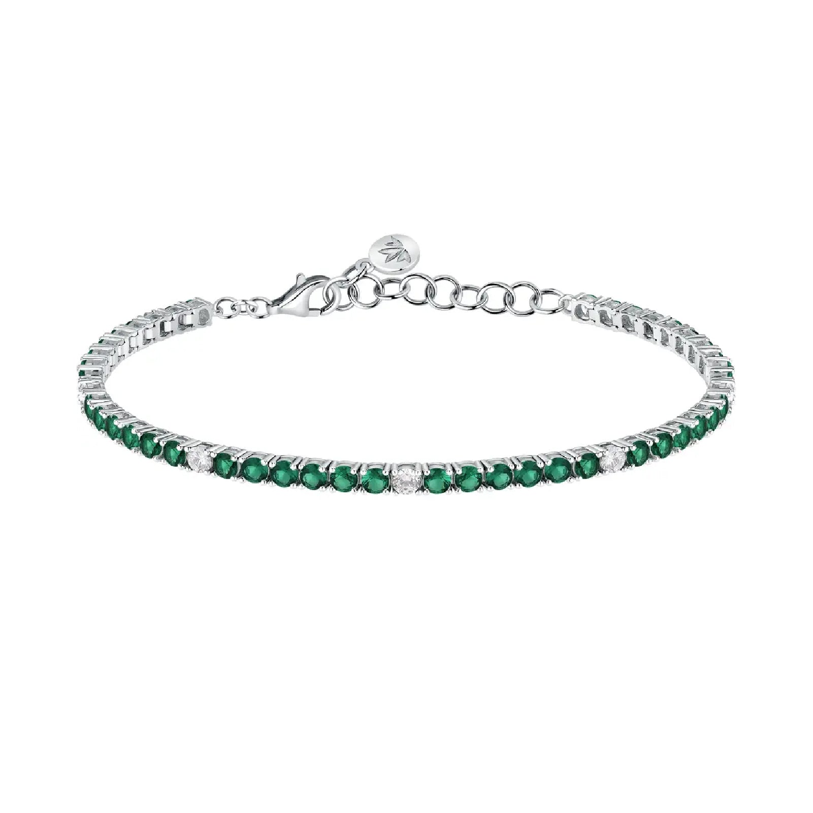 Bracciale tennis Morellato argento 925 e zirconi verdi e bianchi 15,5 cm